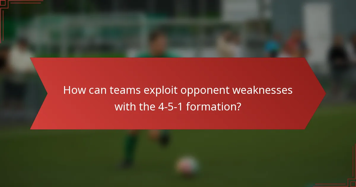 How can teams exploit opponent weaknesses with the 4-5-1 formation?